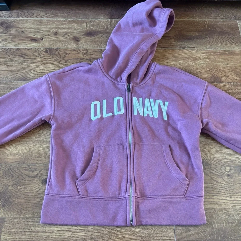Old Navy Girls' Pink Zip-Up Hoodie in size M